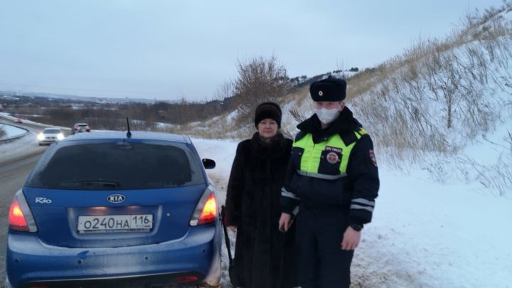 В Татарстане автоинспекторы помогли автоледи выбраться из снежного плена