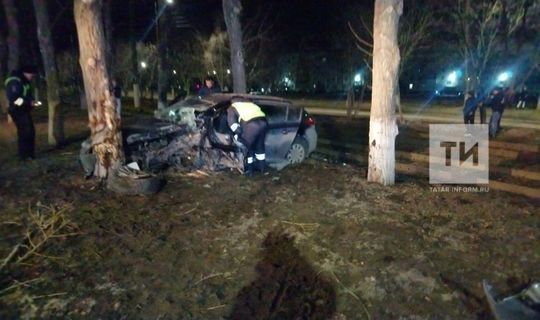 В РТ женщина-водитель разбила голову, влетев на скорости в дерево