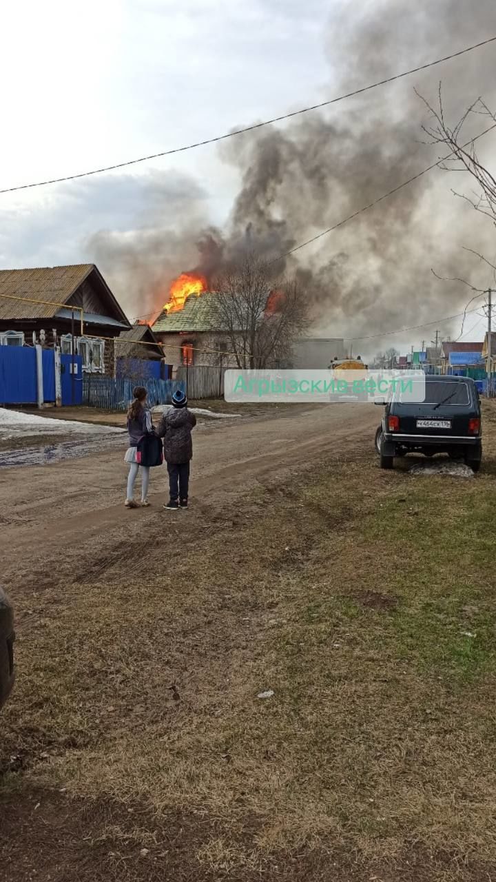 Появились фотографии с места пожара в Агрызском районе