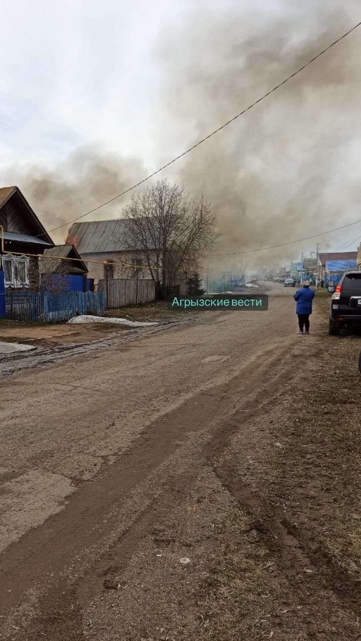 Появились фотографии с места пожара в Агрызском районе